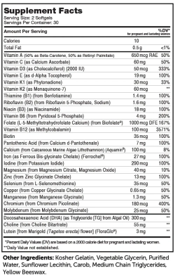 Prenatal + DHA 300 Optimal Formula 60 Softgels Zahler