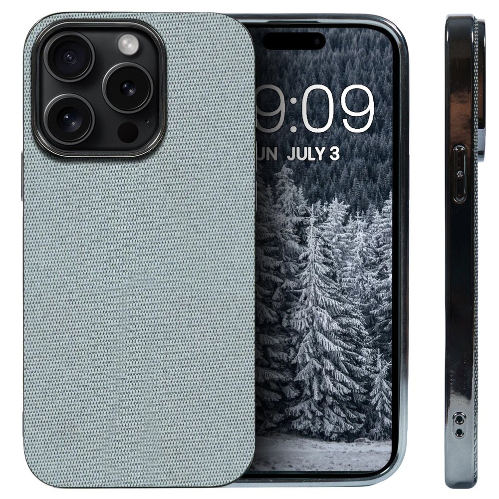Дизайнерский чехол для IPHONE 15 PRO с мягкой тканевой поверхностью