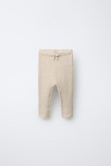 ZARA ЛЕГИНСЫ КРУПНОЙ ВЯЗКИ, ПЕСОЧНЫЙ МЕЛАНЖ