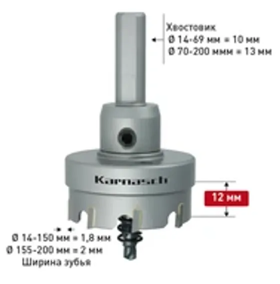 Коронка из быстрорежущей стали Karnasch Mini-Cut Ø6×8 мм, HSS-M2 с покрытием TIN-GOLD, арт. 21.1000-006
