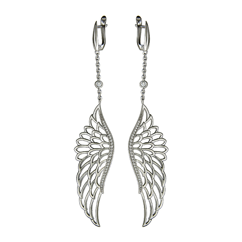 Серьги с фианитом из серебра 925 пробы JA-S-1С158362