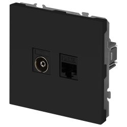 Розетка ЭРА Galaxy 15-3110-05 комбинированная RJ45+TV IP20 антрацит | Эра Galaxy