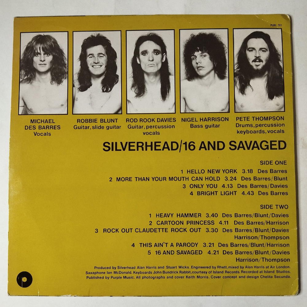 Винтажная виниловая пластинка LP Silverhead 16 And Savaged (France 1973)
