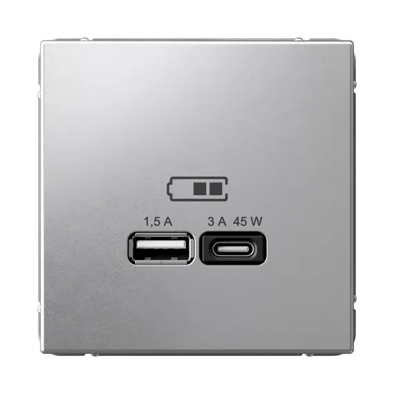 Розетка с USB A+C Systeme Electric ArtGallery Алюминий GAL000329