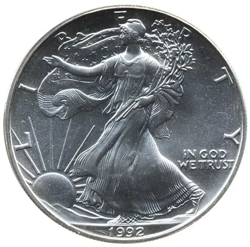 1 ДОЛЛАР 1992 года. СЕРЕБРО. Шагающая свобода. США.