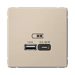 Розетка с USB A+C Systeme Electric ArtGallery Песочный GAL001229