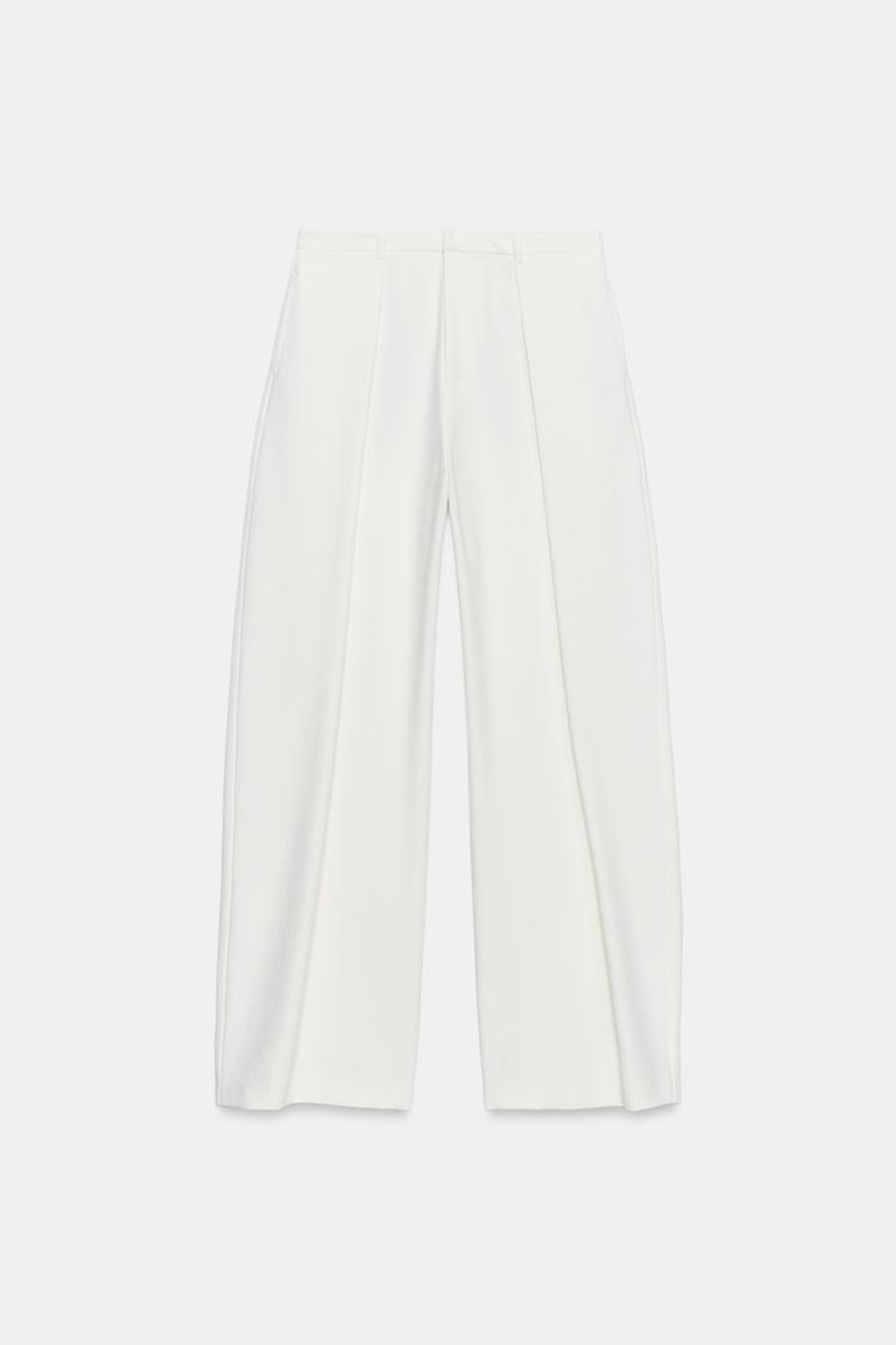 ZARA БРЮКИ BARREL С ЗАЩИПАМИ, ЭКРЮ