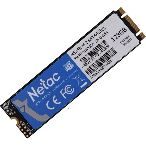 Жесткий диск SSD M.2 128Gb Netac N535N, 510/440MBs, 80000 IOPS, TLC 3D NAND, SATA (NT01N535N-128G-N8X)