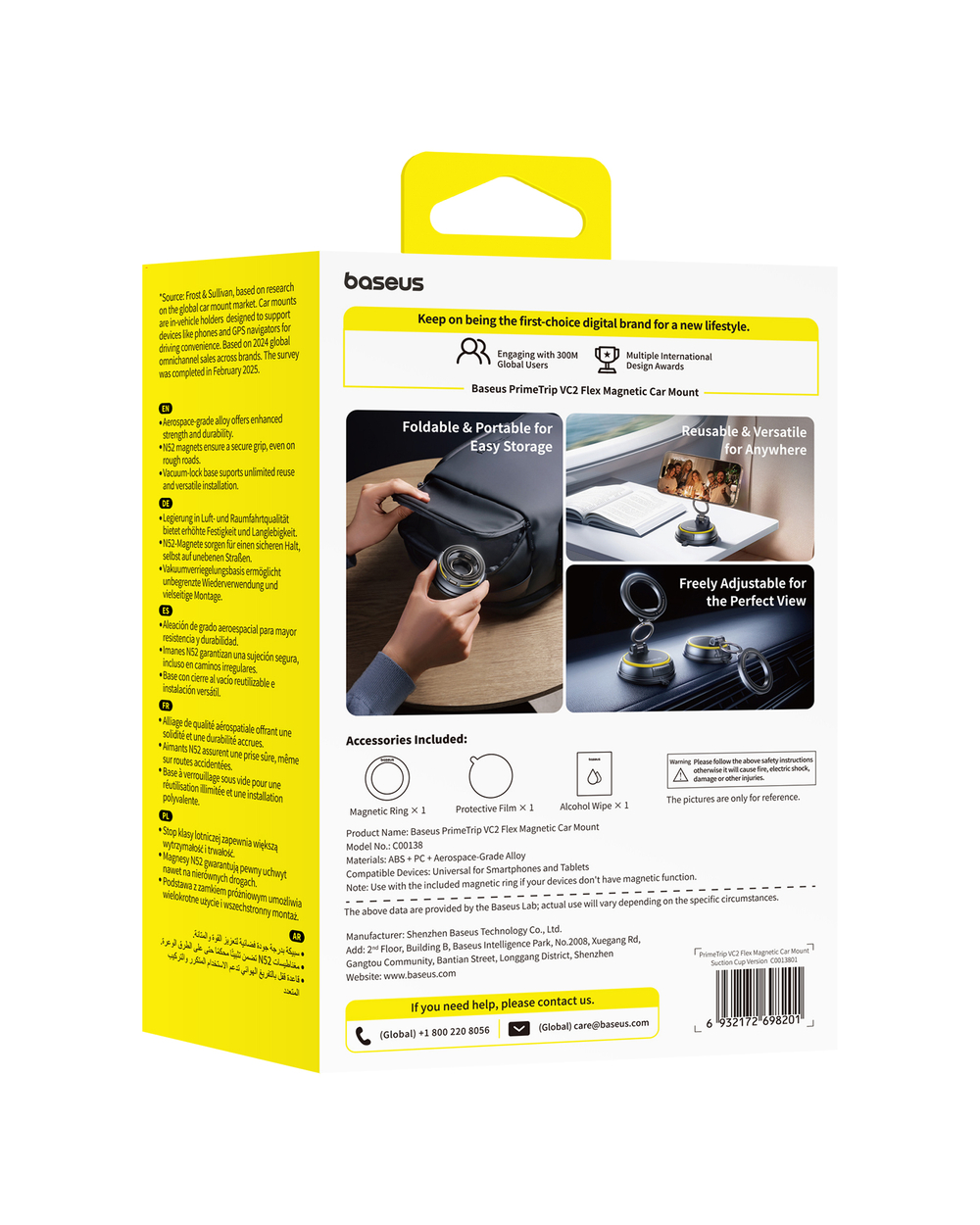 Автомобильный держатель Baseus VC2 Flex Magnetic Car Mount Suction Cup Version (MagSafe)