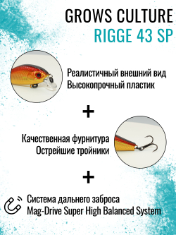 Воблер Минноу Rigge 43SP 43 мм 4 г цвет 36 Red Kinkuro