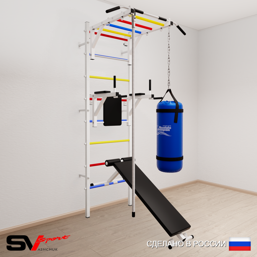 Шведская стенка Sv Sport 5503 (Турник рукоход/Брусья/Скамья/Канат/Цепь/Мешок 30кг)