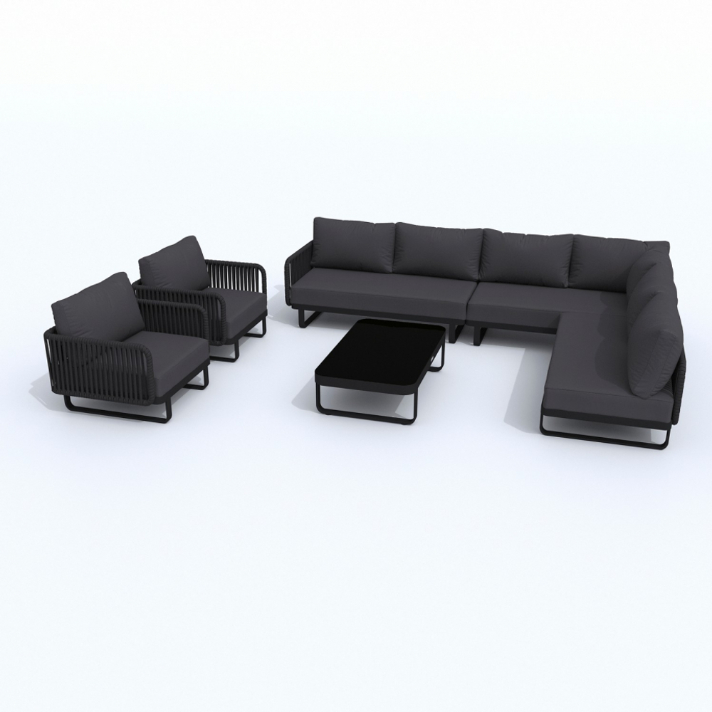 Лаунж зона угловая Ideal Patio БЕЛЛИСА модульная антрацит - каркас карбон