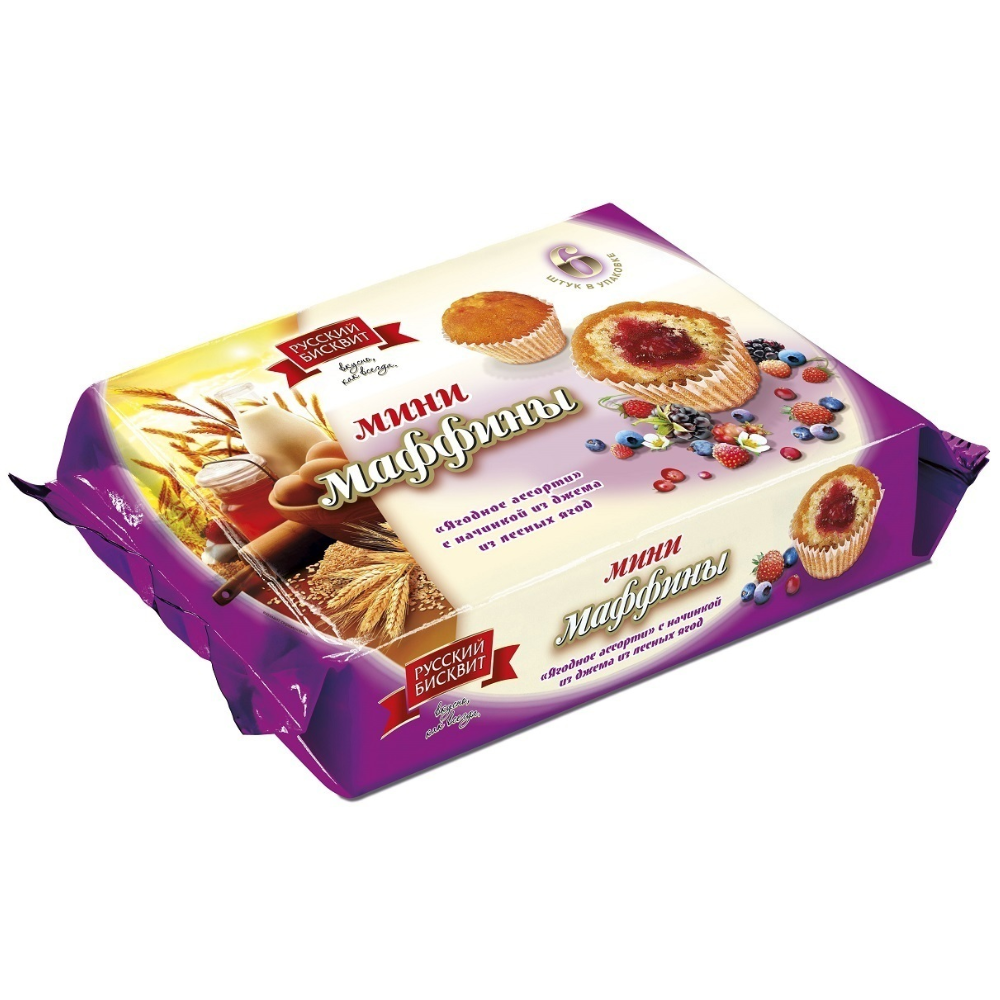 Мини Маффины Русский бисквит ягодное ассорти 200 гр