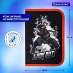 Пенал BRAUBERG, 1 отделение, 2 откидные планки, полиэстер, 21х14 см, "Ninja", 270313