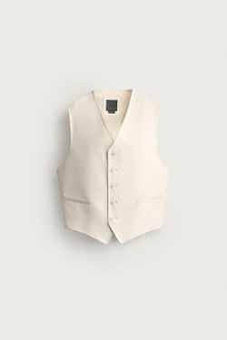 ZARA ЖИЛЕТ ИЗ ШЕРСТИ, ЖЕЛТОВАТО-БЕЛЫЙ