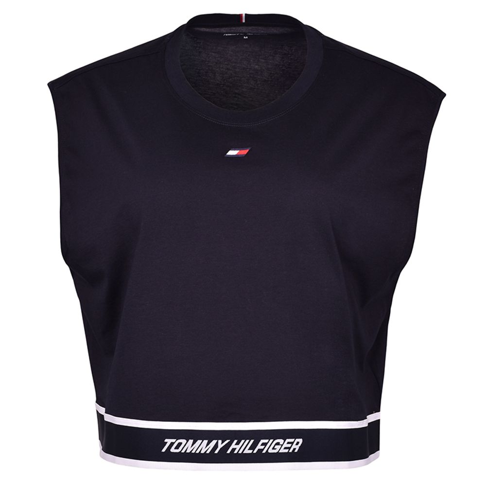 Женский топ теннисный Tommy Hilfiger Relaxed Tape C-NK Tank - небесный
