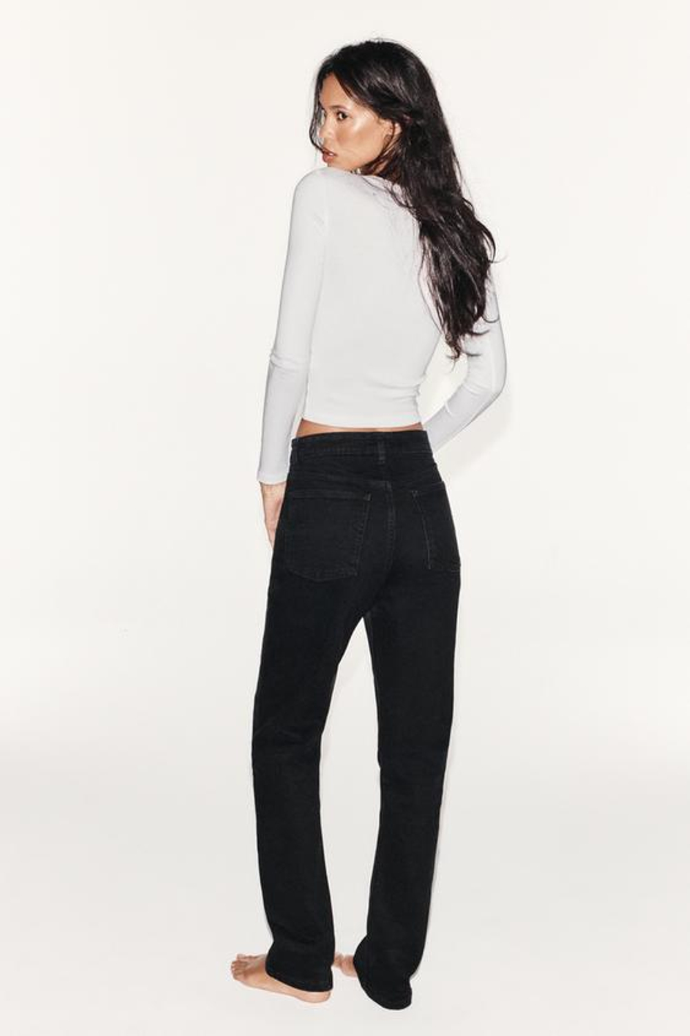 ZARA ДЖИНСЫ SLIM С ВЫСОКОЙ ПОСАДКОЙ TRF CONFORT, ЧЕРНЫЙ
