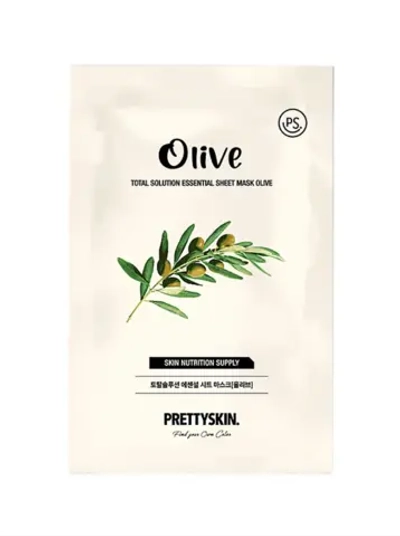 PrettySkin Mask Sheet Olive Total Solution Essential Маска для лица тканевая против несовершенств с экстрактом оливы, 23 гр