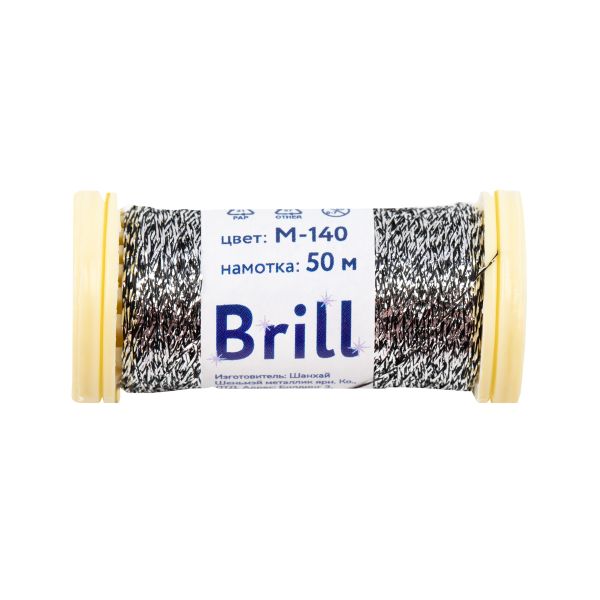 Мулине Gamma металлик M 5 мотков по 50 метров, M-140 черный/серебристый, Gamma BRILL