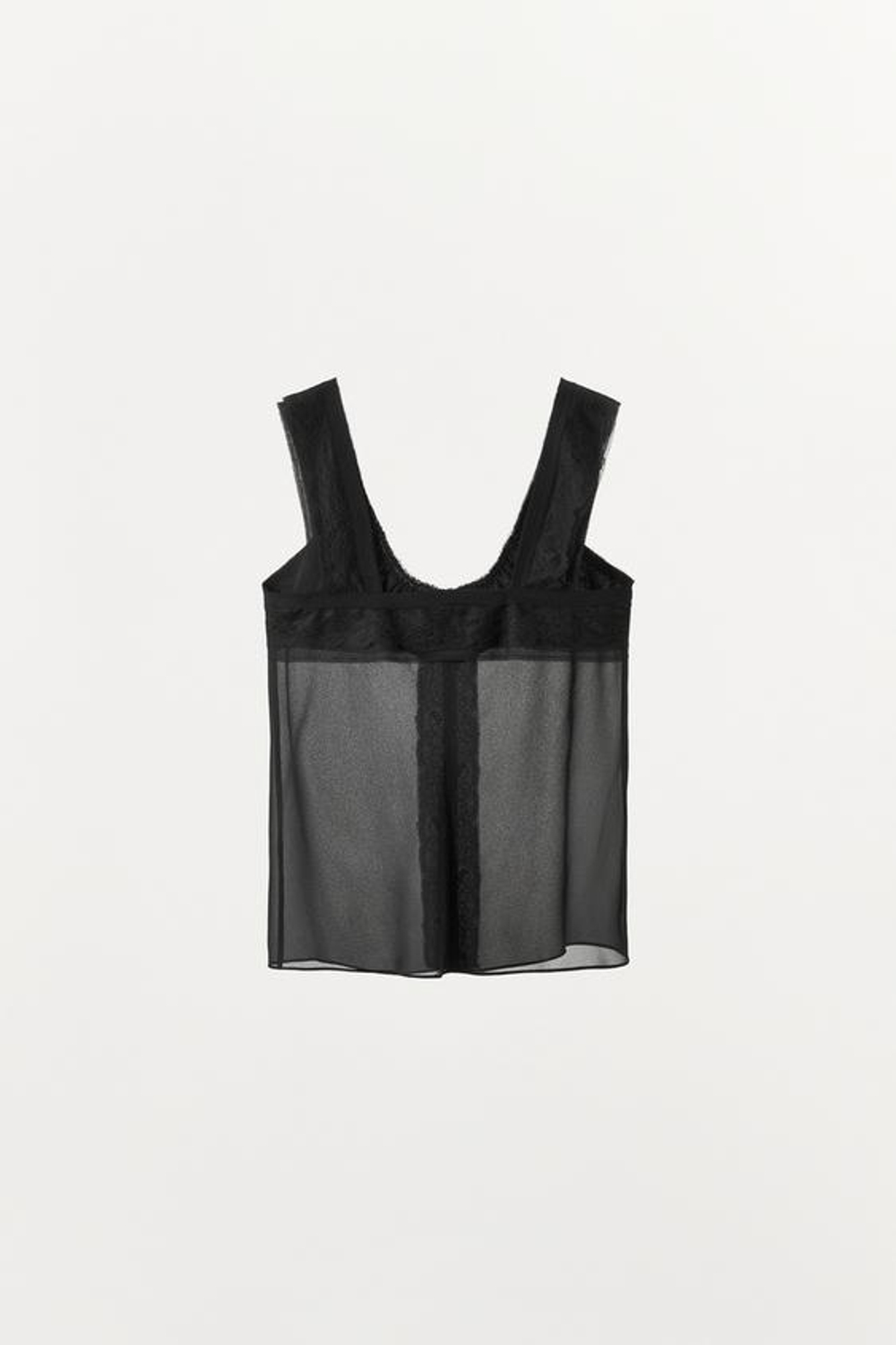 ZARA ТОП В БЕЛЬЕВОМ СТИЛЕ С КРУЖЕВОМ — ZW COLLECTION, ЧЕРНЫЙ