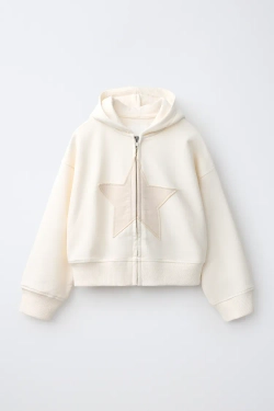 ZARA ХУДИ С НАШИВКОЙ В ВИДЕ ЗВЕЗДЫ, ПЕСОЧНЫЙ