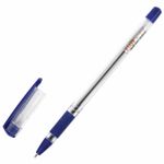 Ручка шариковая масляная с грипом STAFF "Basic OBP-11", 1шт, СИНЯЯ, узел 1 мм, линия письма 0,5 мм, 143744