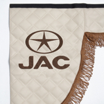 Ламбрекен с косынками стеганые JAC (экокожа, бежевый, коричневые кисточки)