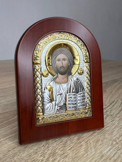 Спаситель, икона арочная, красное дерево, 75х103 — вид сбоку