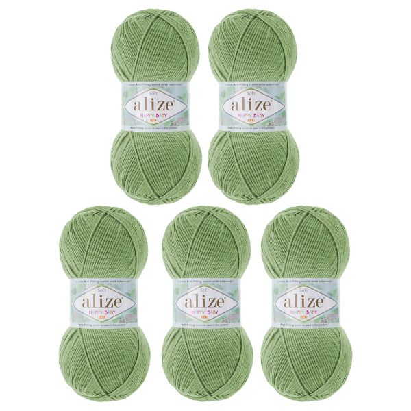Пряжа Alize (Ализе) Happy Baby New / уп.5 мот. по 100 г, 320м, 485 зеленая трава
