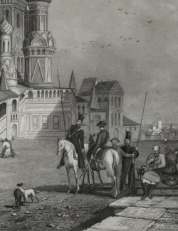 Собор Василия Блаженного в Москве.1830-е. Антикварная гравюра по стали
