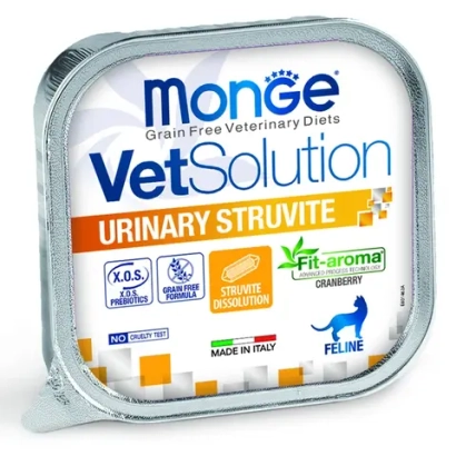 Влажный корм диетический Monge VetSolution Cat Urinary Struvite Уринари Струвит для кошек при заболеваниях мочеполовой системы и струвитном течении МКБ 100г - 24 шт