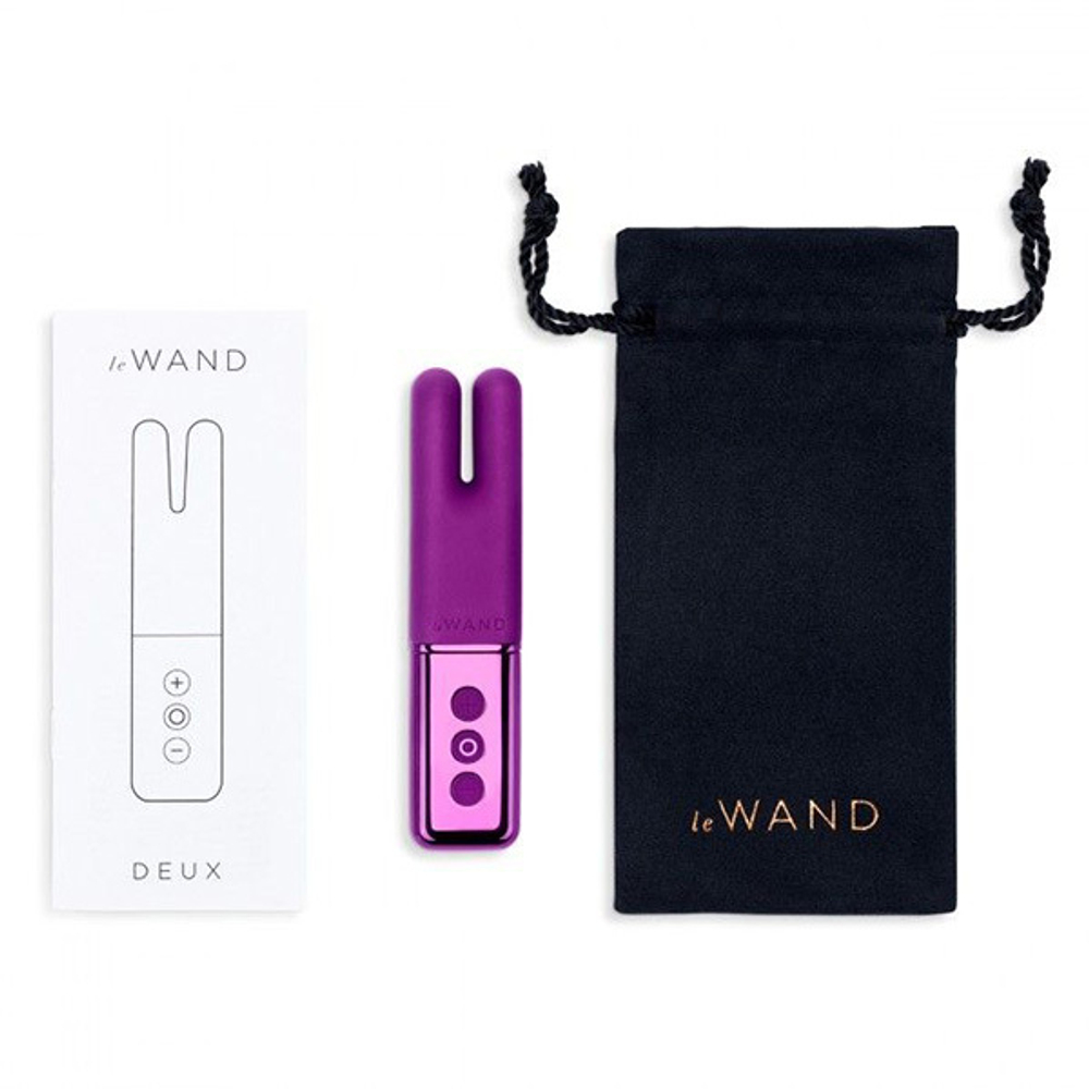 Фиолетовый двухмоторный мини-вибратор 11,6см Le Wand Deux LW-014-CHR