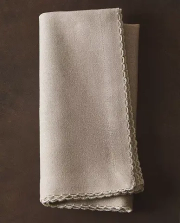 ZARA HOME САЛФЕТКИ С ФЕСТОНАМИ (НАБОР ИЗ 2 ШТ.), СВЕТЛО-БЕЖЕВЫЙ