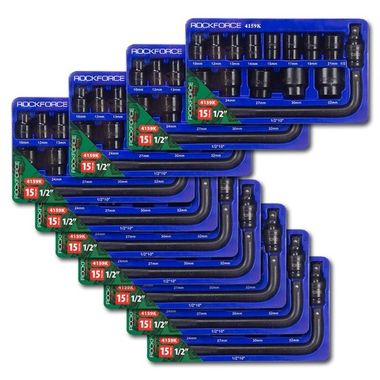 ( 10 K-T ) Набор головок ударных 15пр. 1/2''(6-гр.) (10,12, 13, 14, 15, 17, 19, 21, 22, 24, 27, 30, 32мм) в ложементе RockForce RF-4159K ( 10 K-T )