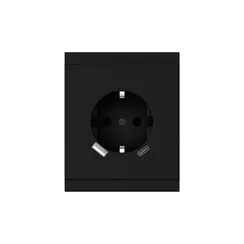 Розетка с заземлением и защитными шторками + USB A+C KRANZ Sete Антрацит KR-79-0704-4