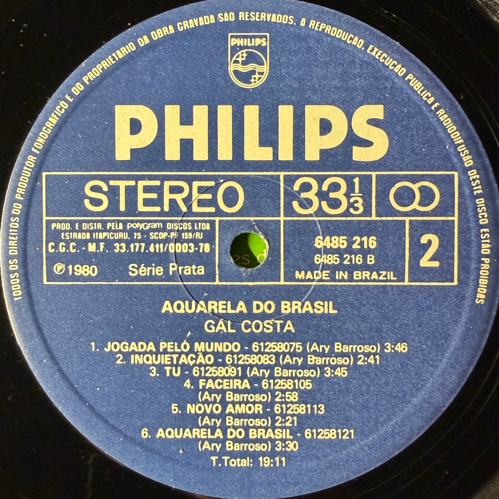 Gal Costa ‎– Aquarela Do Brasil (Бразилия 1980г.)