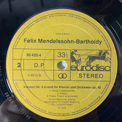 Винтажная виниловая пластинка LP Mendelssohn Мендельсон, Kristin Merscher, Mozarteum-Orchester Salzburg, Leopold Hager Klavierkonzerte Nr. 1 G-moll Op. 25 (Германия 1979)