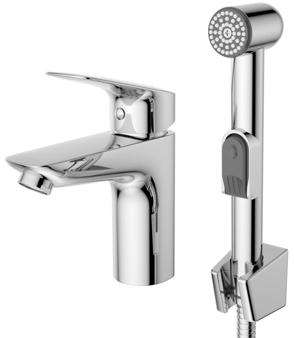 Смеситель для раковины BelBagno DUE-LVM/HGN-CRM-W0 с гигиеническим душем, без донного клапана
