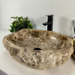 Раковина из оникса Erozy Grey EO-64383 52x43x15 из натурального камня