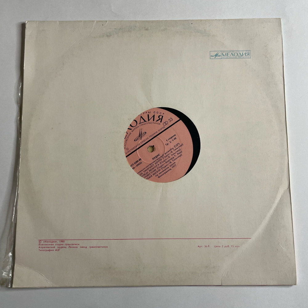 Винтажная виниловая пластинка LP Пудис Puhdys (СССР 1977)