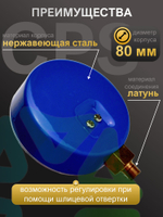 Мановакууметр низкого давления LP RGO4L 80 мм 1/8"NPT