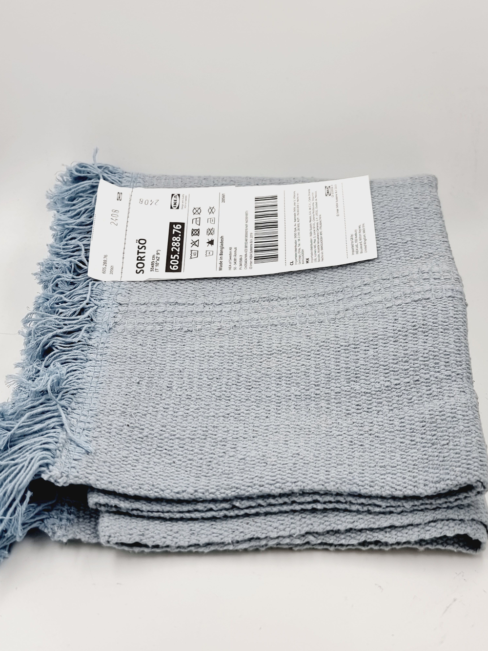 Ковер тканый ИКЕА IKEA Сортсо Sortso светло-голубой 55x85 см (Из Финляндии)