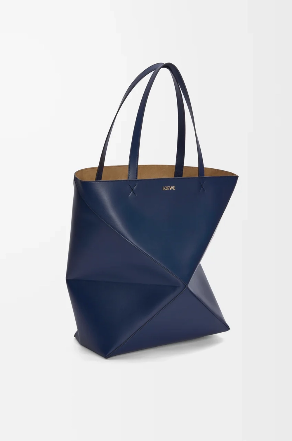 Loewe Сумка-тоут XL Puzzle Fold из блестящей телячьей кожи, темно-синий