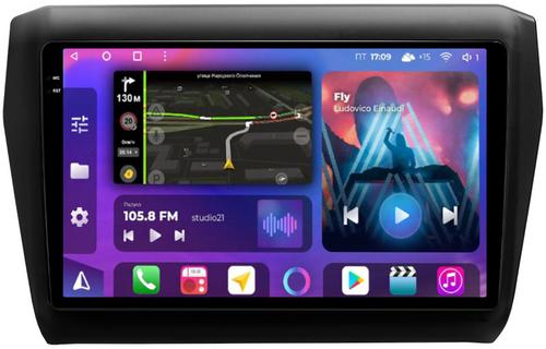 Магнитола для Suzuki Swift 5 2016-2023 (рамка матовая 9) - FarCar BM179-2M-2K монитор 9.5" 2K QLED на Android 14, Быстрая, CarPlay, 4G SIM-слот