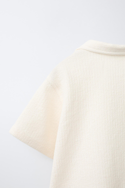 ZARA ОДНОТОННОЕ ТРИКОТАЖНОЕ ПОЛО, ЭКРЮ