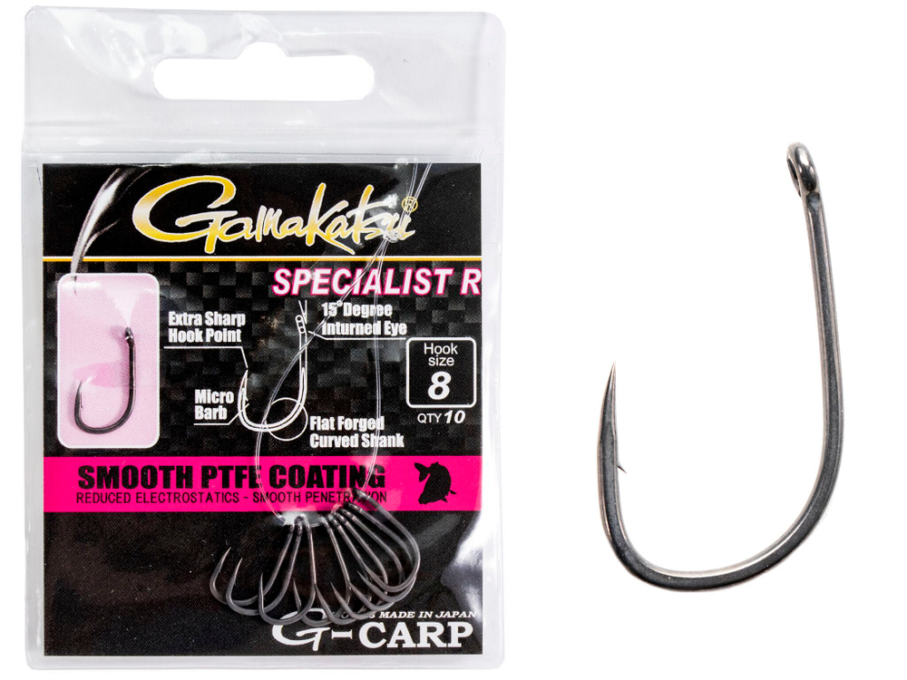 Крючки Gamakatsu G-CARP SPECIALIST R HOOKS GREY разм. 08 10шт.