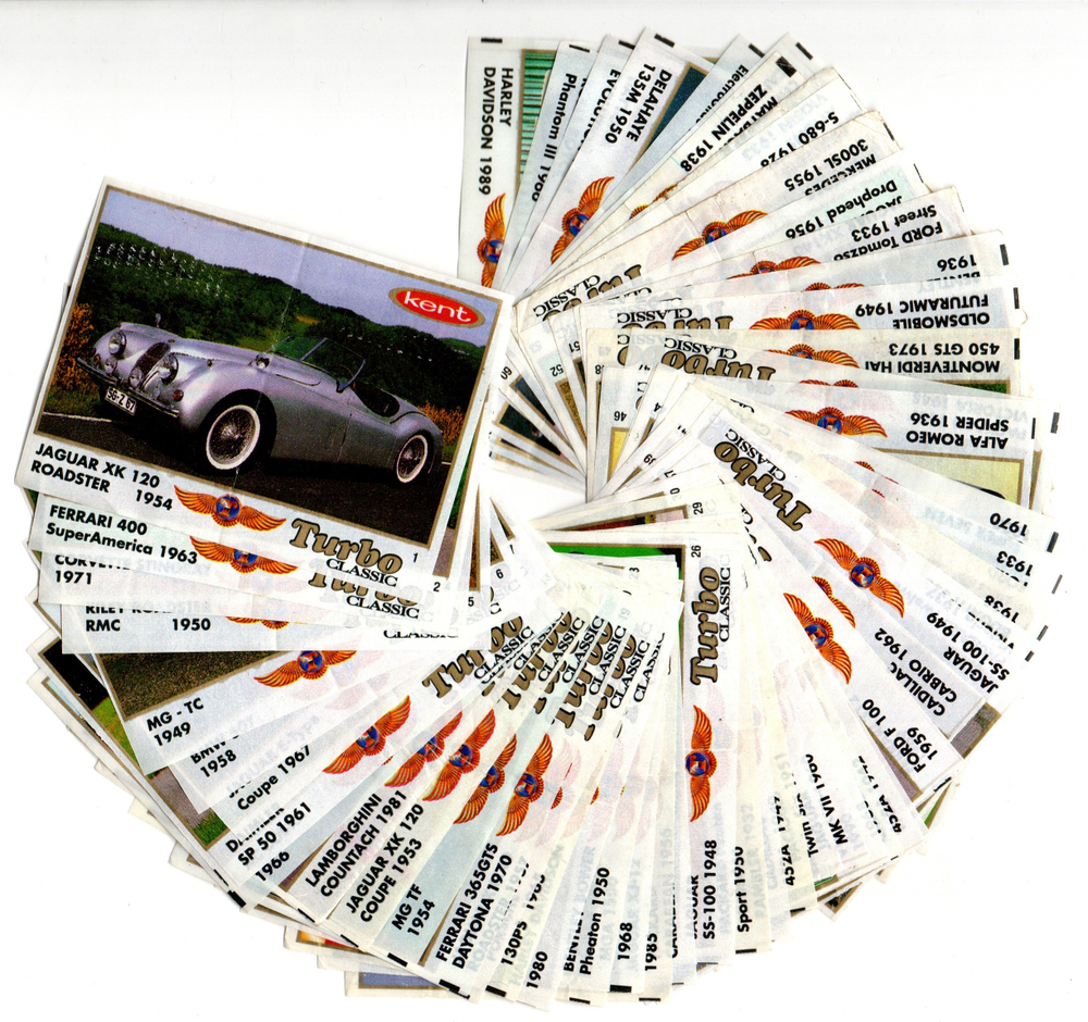 Вкладыши от жвачки Turbo Classic - Турбо Классик с надписью Classic. 56 штук без повторов. Серия 1 - 70