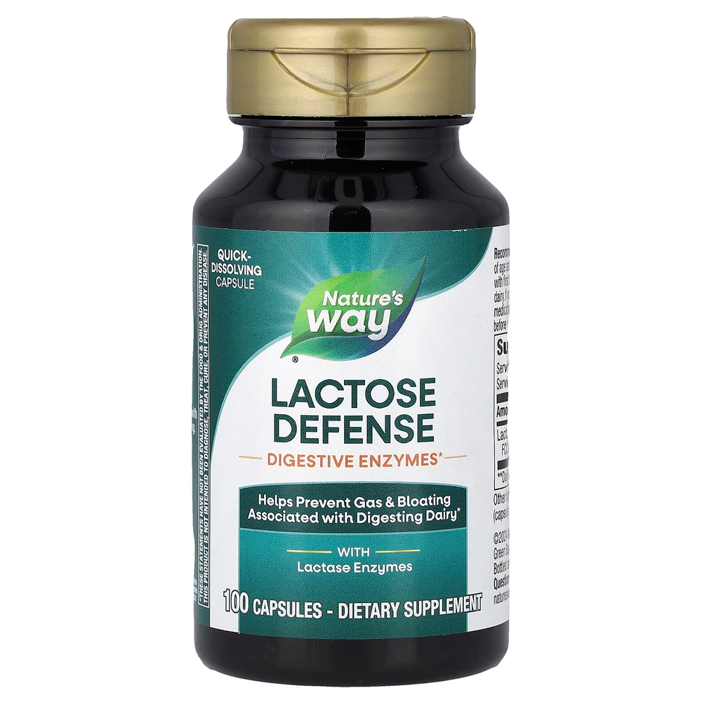 Nature's Way, Lactose Defense, добавка для расщепления лактозы, 100 капсул (230 мг в 1 капсуле)