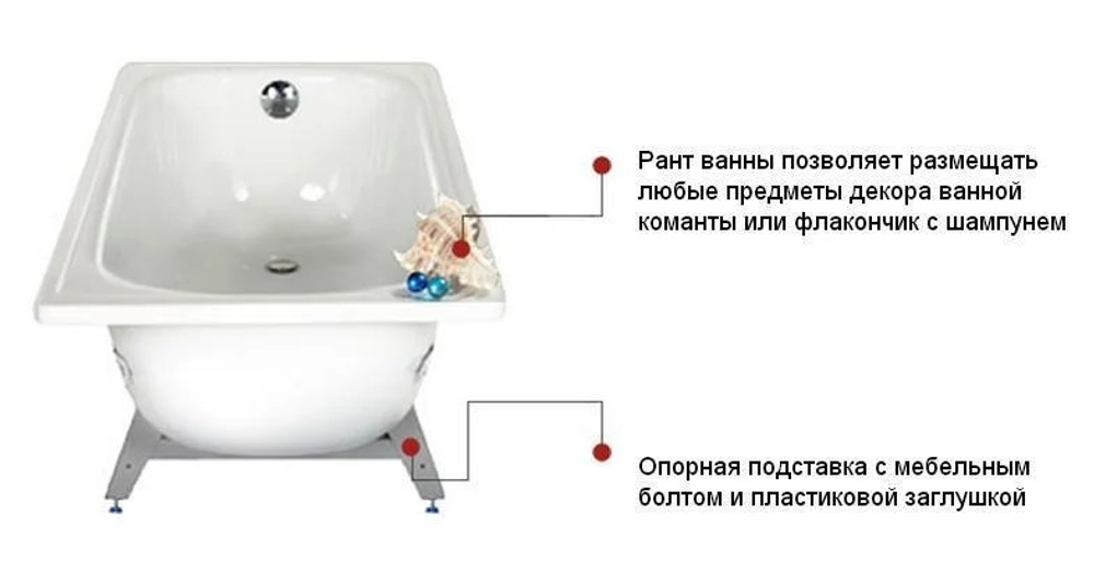 Ванна стальная с антибактериальным покрытием DONNA VANNA 150х70х40 c каркасной подставкой (DV-57901)