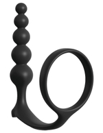 Черная анальная цепочка с эрекционным кольцом Ass-gasm Cockring Anal Beads (Цвет: черный)